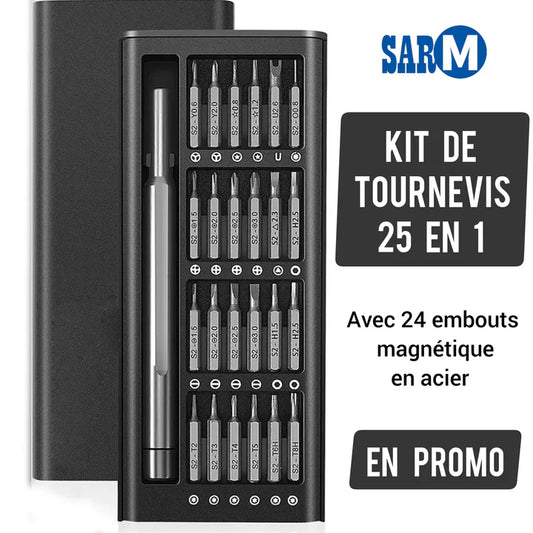 🛠️ Nouveau Kit de Tournevis 25 en 1, avec 24 Embouts Magnétiques