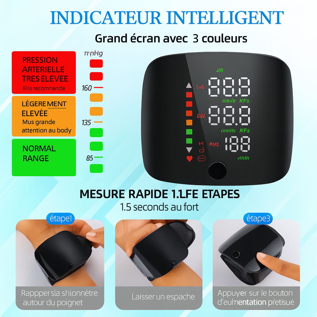 🩺 Tensiomètre automatique de Poignet Rechargeable